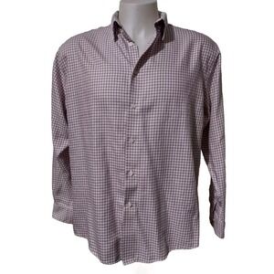Pronto Uomo Shirt 17.5 34/35 Mens Slim Fit Non-Iron Plaid Burgundy Button Down